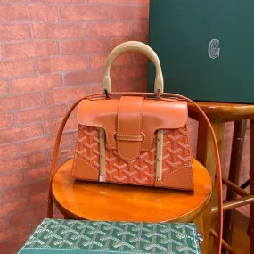 Goyard Coated Leather MM Saigon Top Handle Women Bag (Orange)