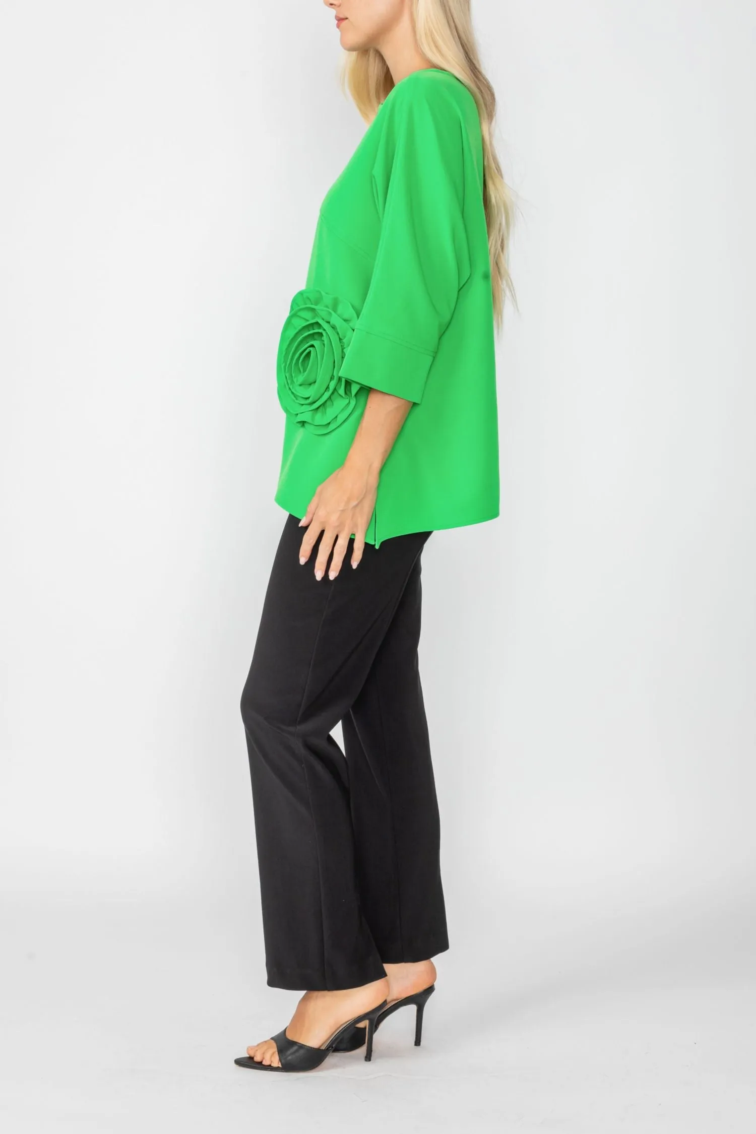 Green Zip Up Tunic With Laser Cut