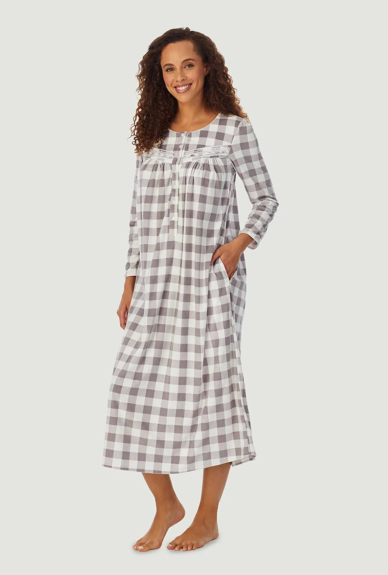 Grey Check Cozy Fleece Gown