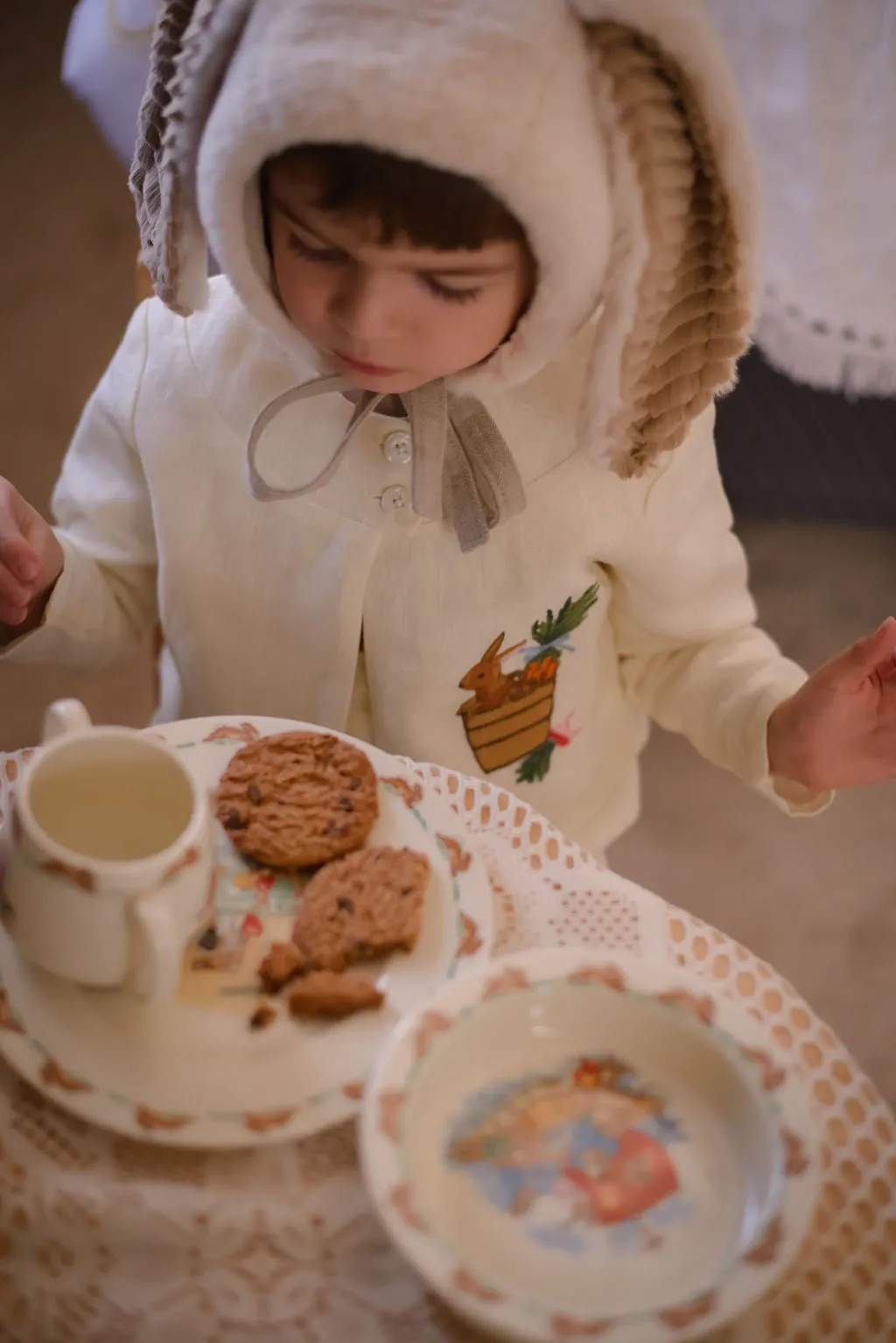 Heirloom Embroidered Linen Bunny Jacket