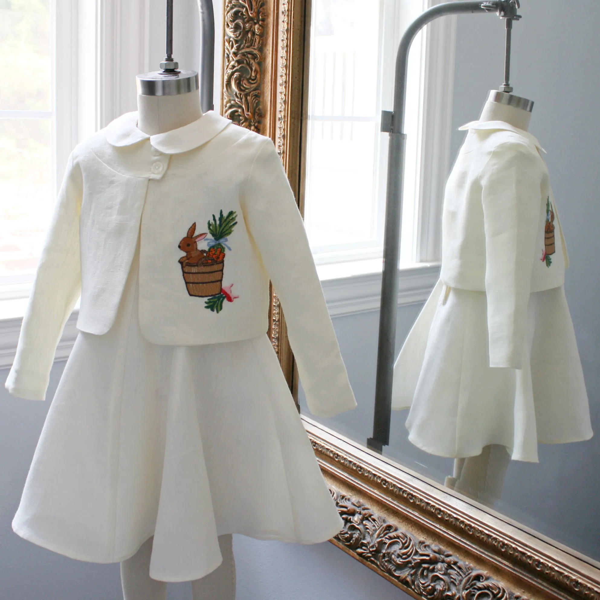 Heirloom Embroidered Linen Bunny Jacket