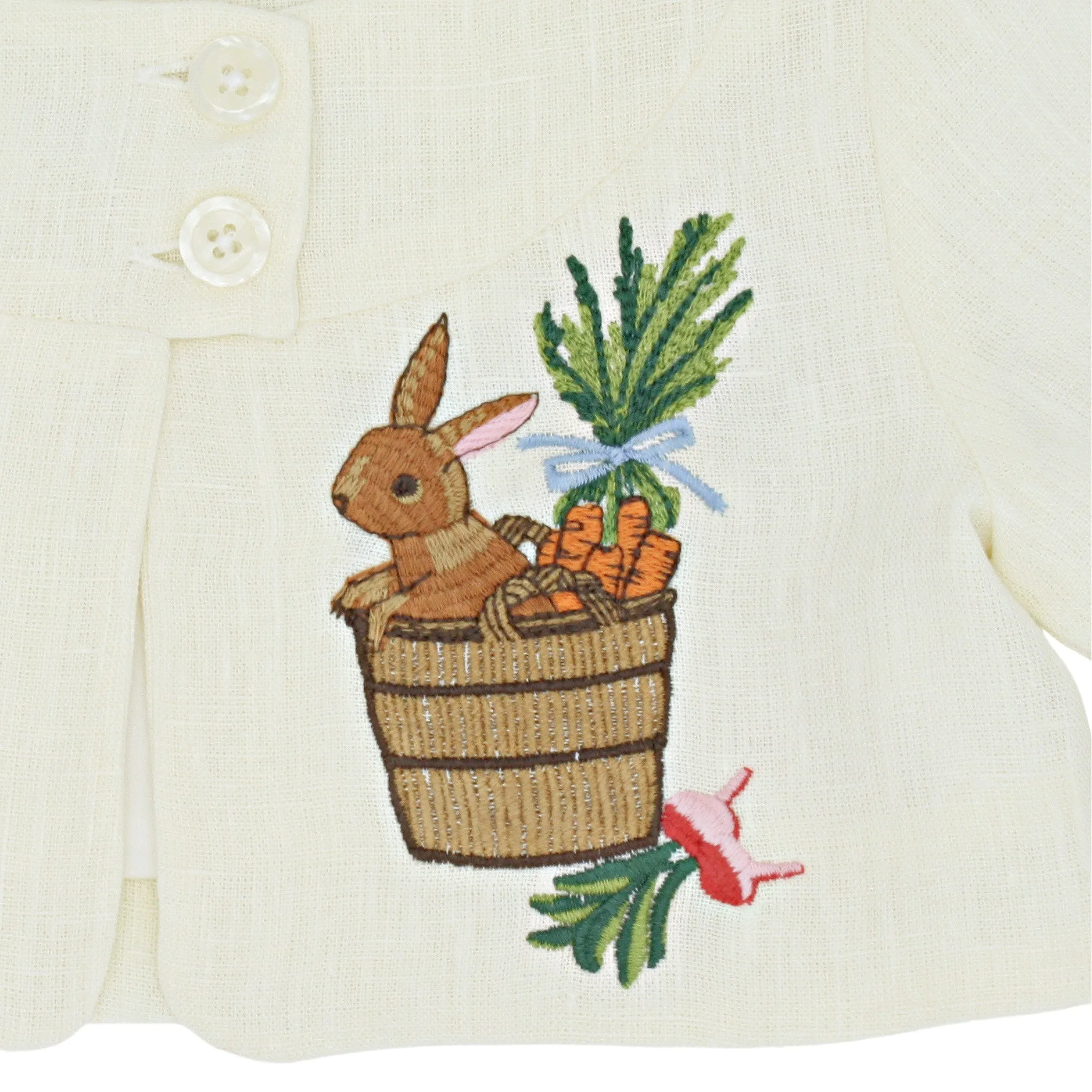 Heirloom Embroidered Linen Bunny Jacket