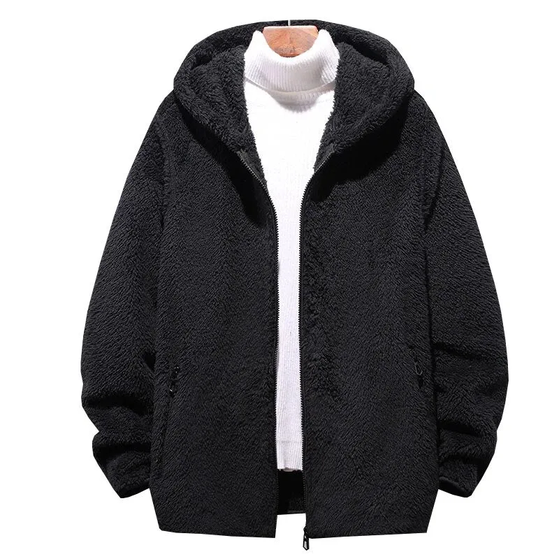 Ilooove - 6XL 7XL 8XL Plus Size Male Fleece Jacket High Quality Autumn And Winter Thermal Warm Hooded Coat Bomber Jackets New Men Clothing