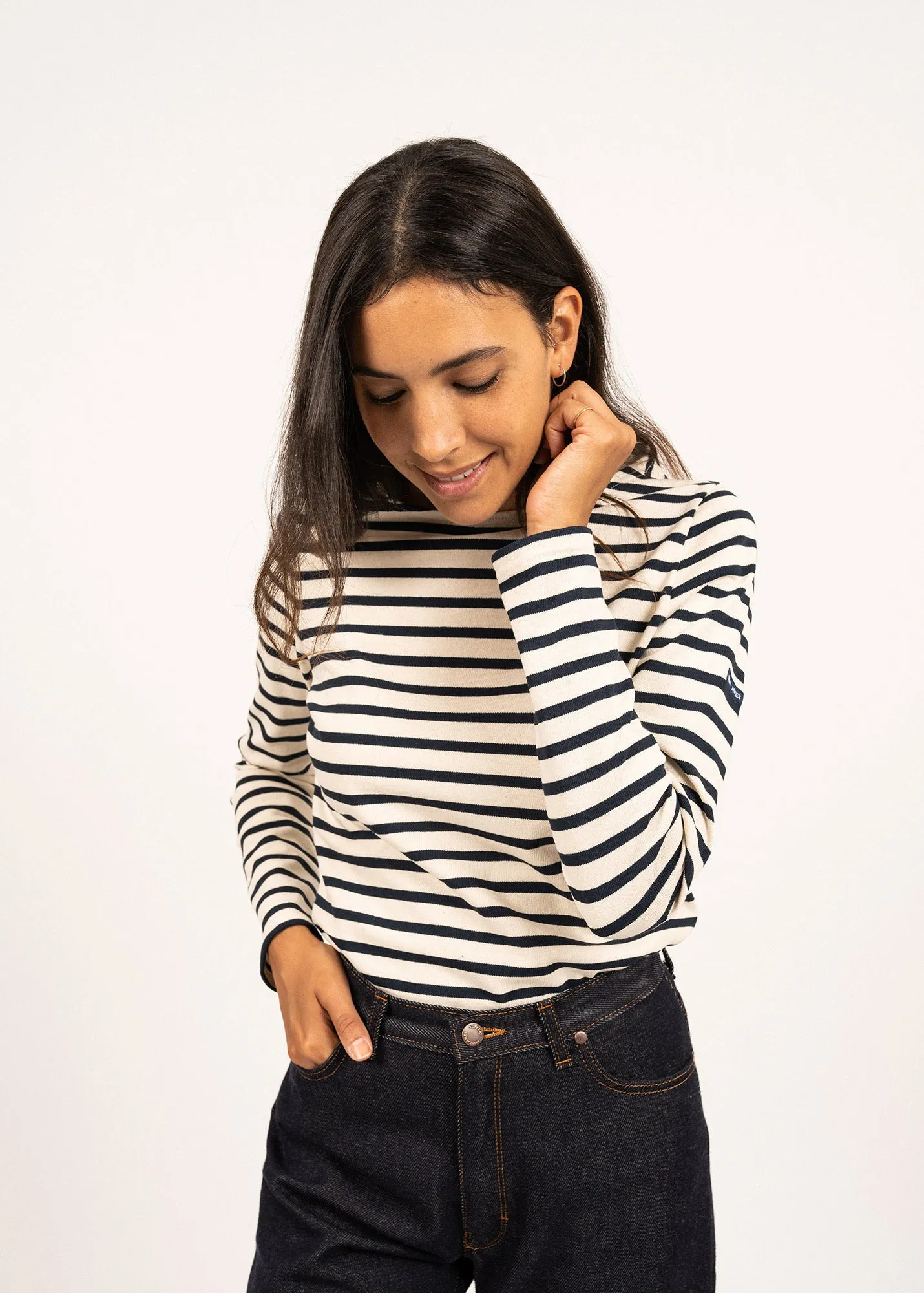 MERIDAME II - Authentic Breton Shirt | Heavyweight Cotton | Women Fit (ECRU / NAVY)