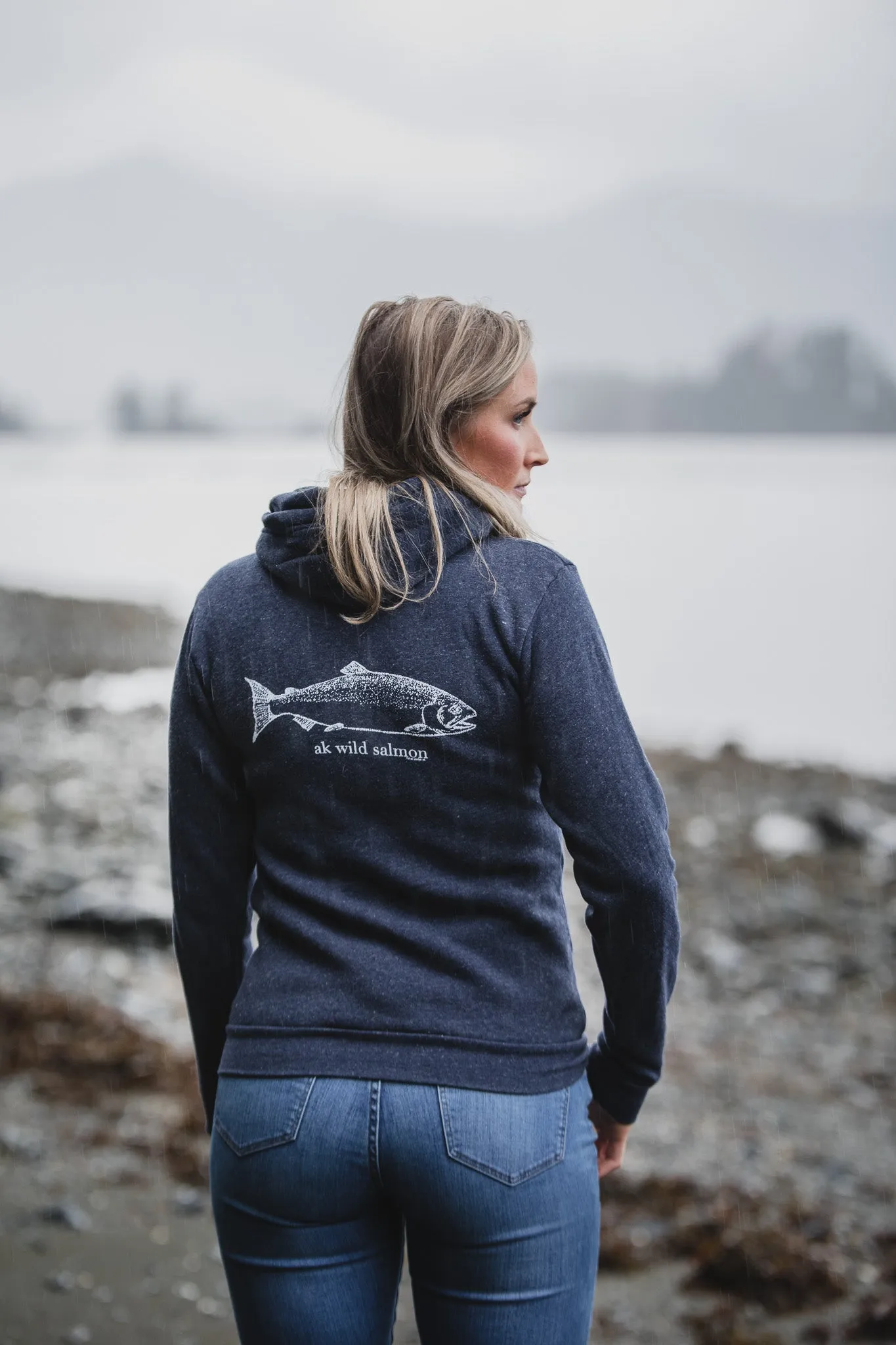 Midnight AK Wild Salmon Triblend Zipped Hoody