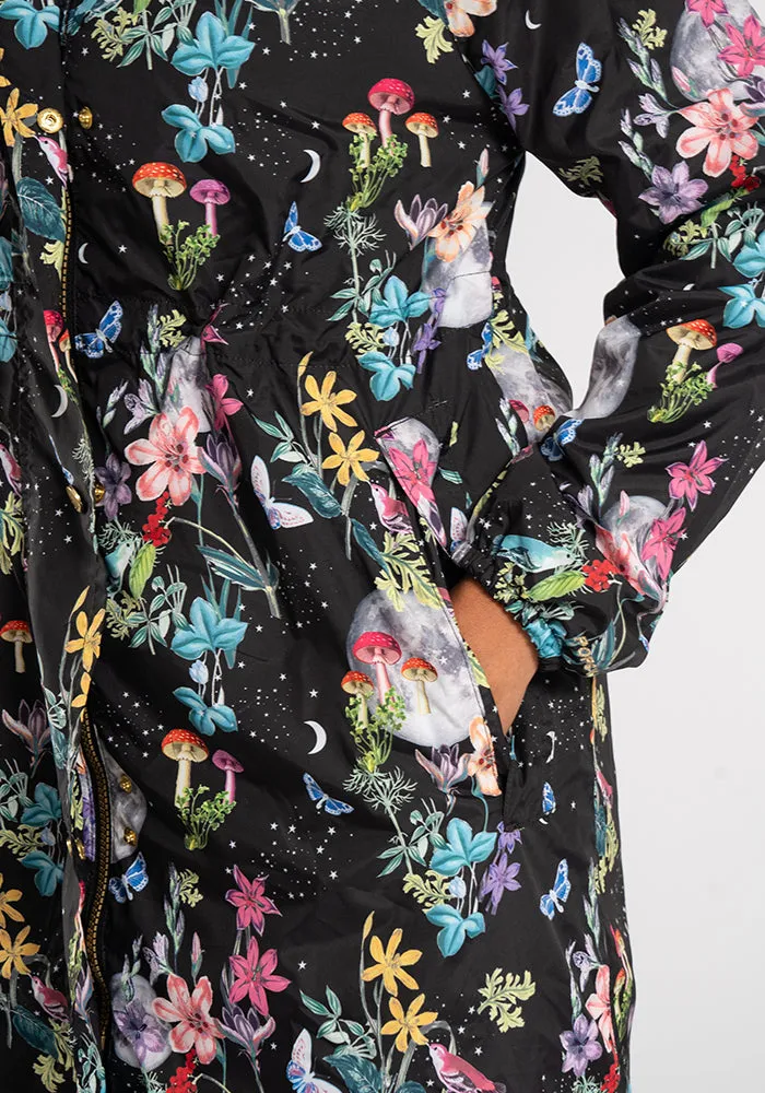 Midnight Botanical Print Popsy Coat