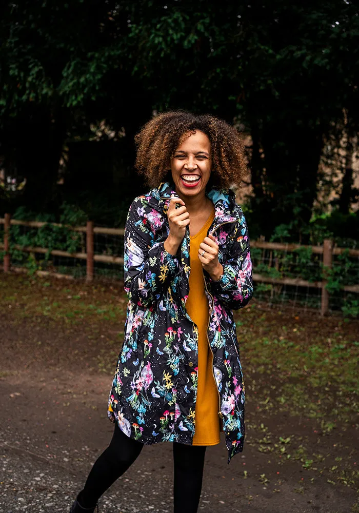 Midnight Botanical Print Popsy Coat