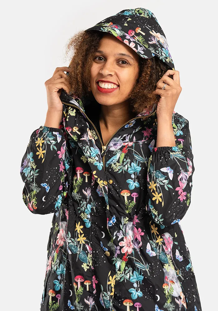 Midnight Botanical Print Popsy Coat