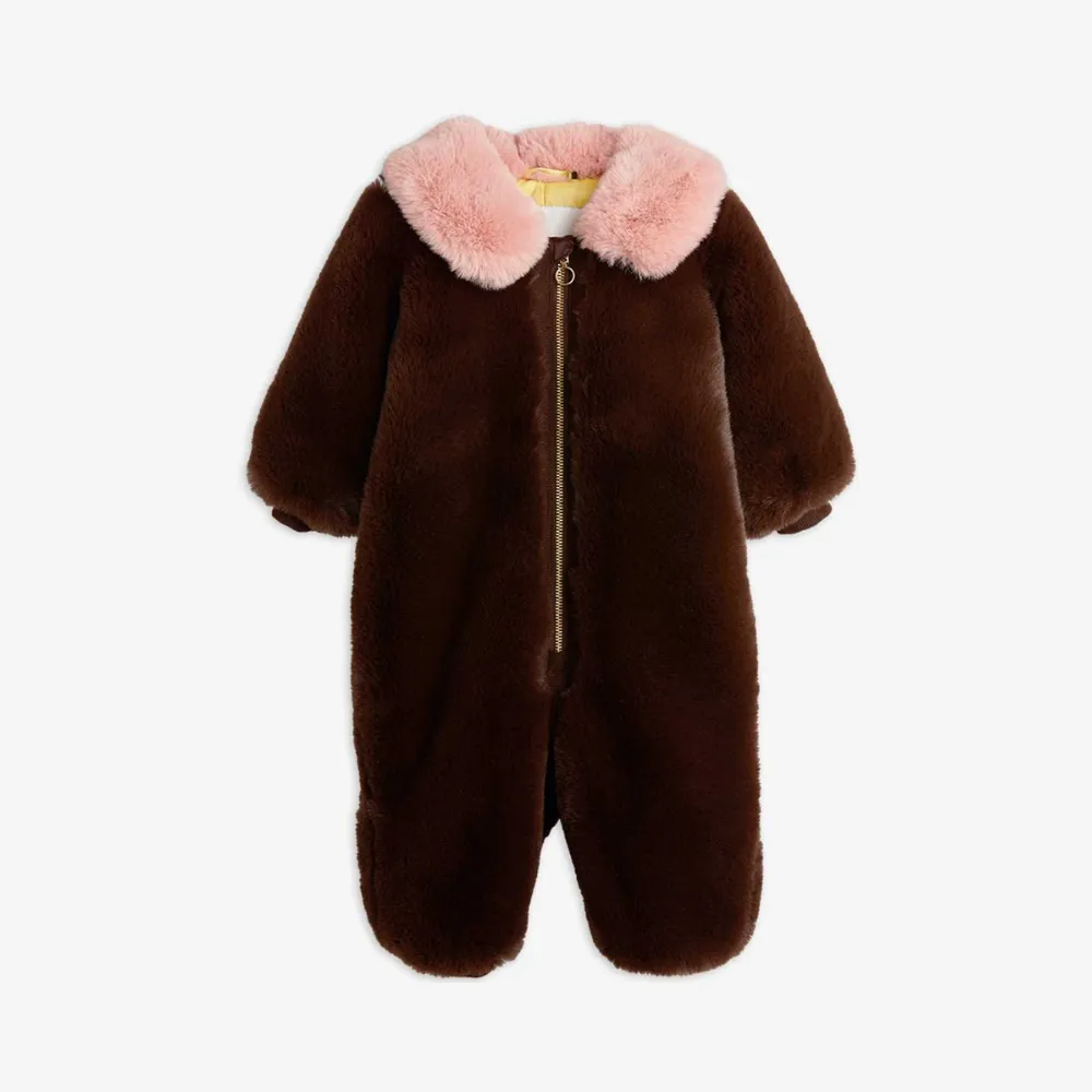 Mini Rodini Fluffy faux fur baby overall