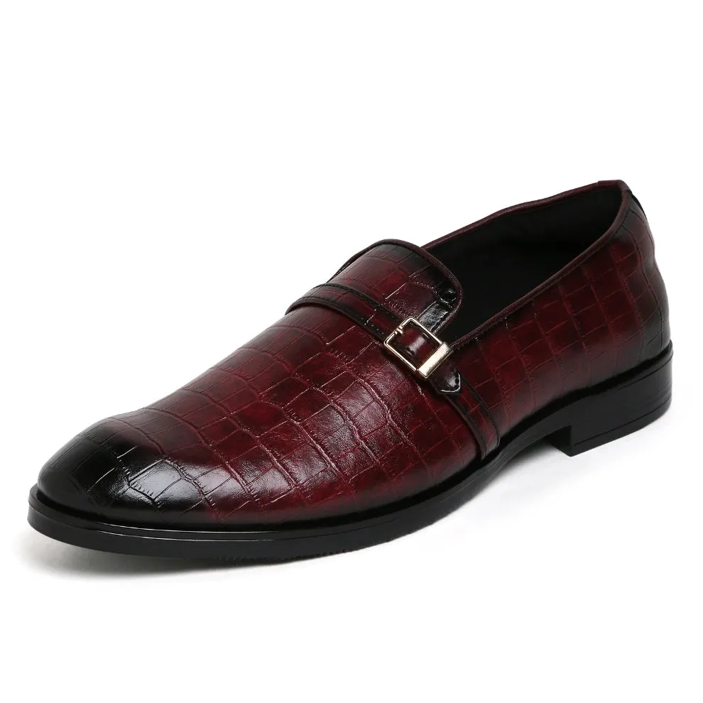 Morris- Cherry Red Croco Belt Slipons