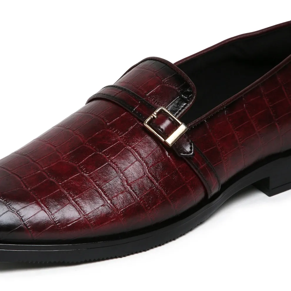 Morris- Cherry Red Croco Belt Slipons