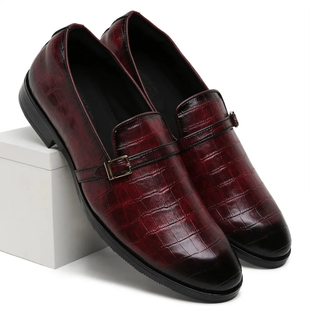 Morris- Cherry Red Croco Belt Slipons