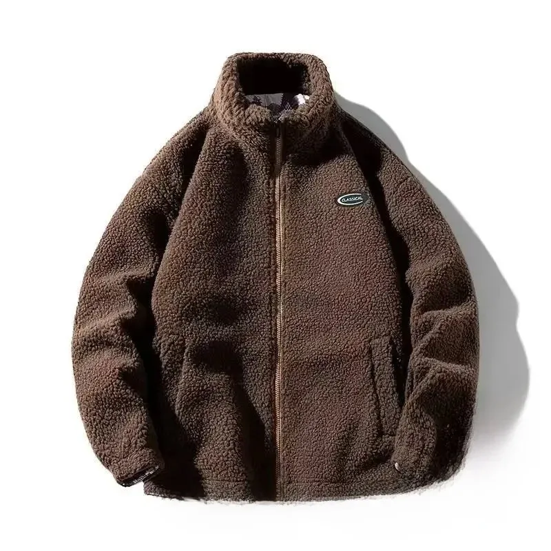 New Lamb Wool Fleece Jacket Casual Trendy Men's Loose Fit Hong Kong Style Ins Youthful Autumn Winter Season Coat