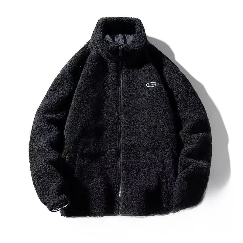 New Lamb Wool Fleece Jacket Casual Trendy Men's Loose Fit Hong Kong Style Ins Youthful Autumn Winter Season Coat