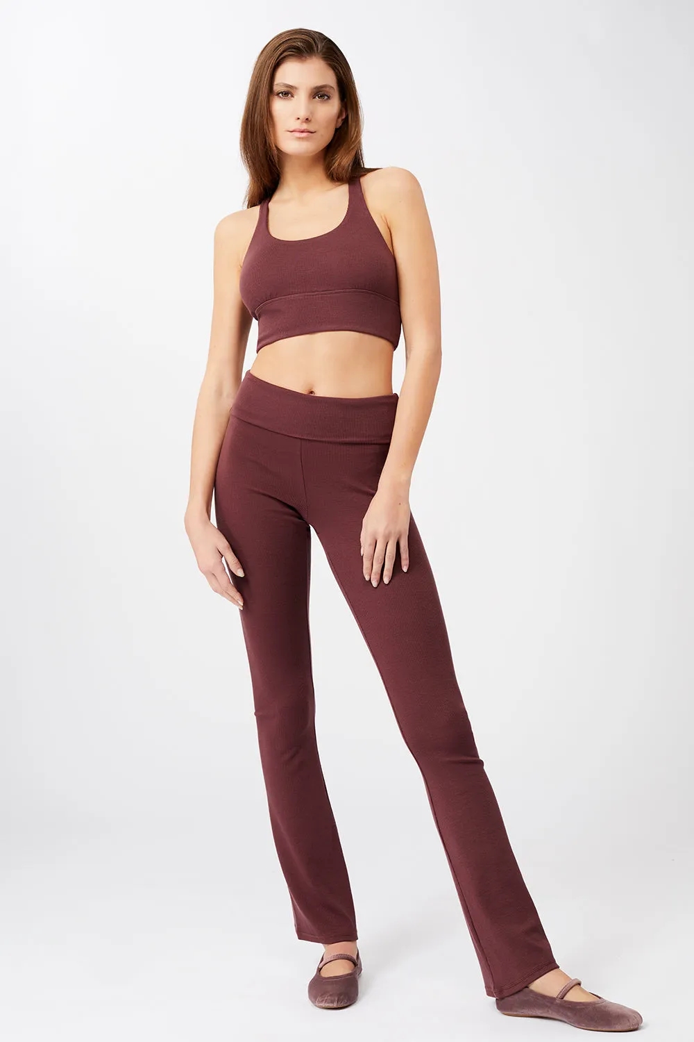 New Ripped Studio Bra   Ribbed Rolldown (Ruby)