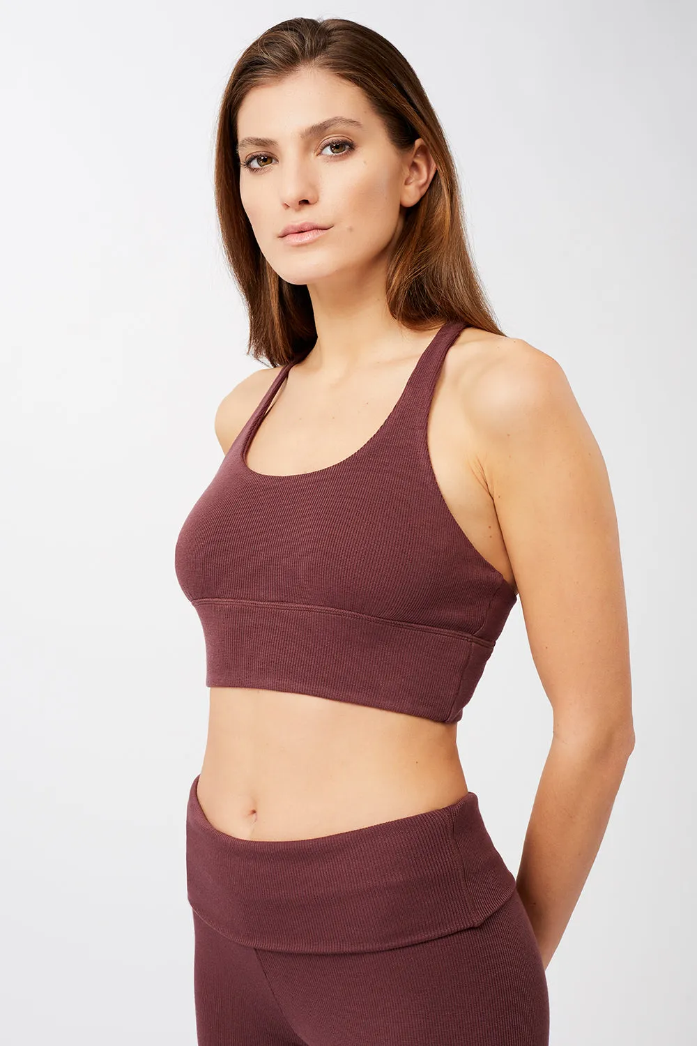 New Ripped Studio Bra   Ribbed Rolldown (Ruby)