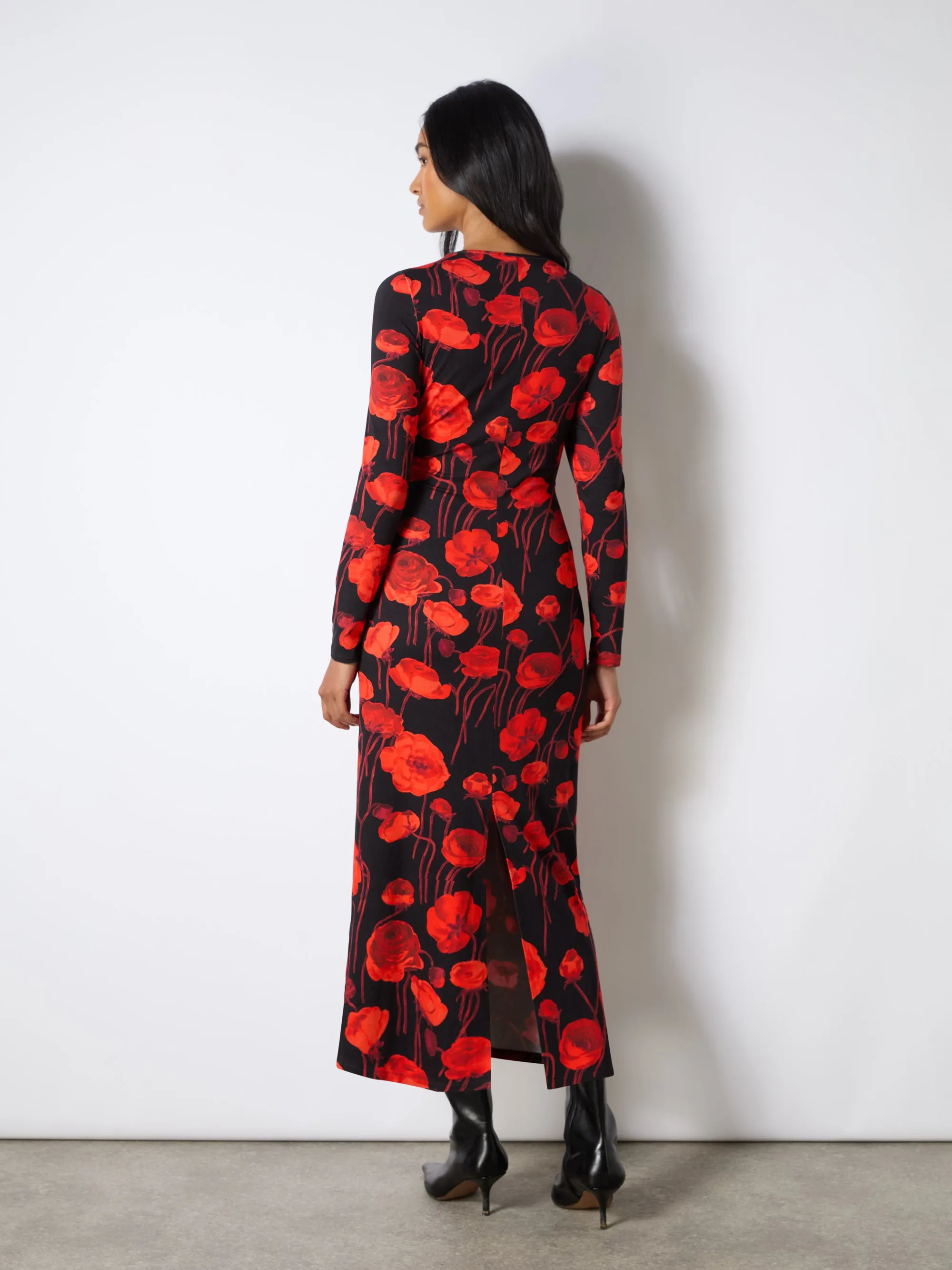 Petite Red Floral Print Jersey Dress