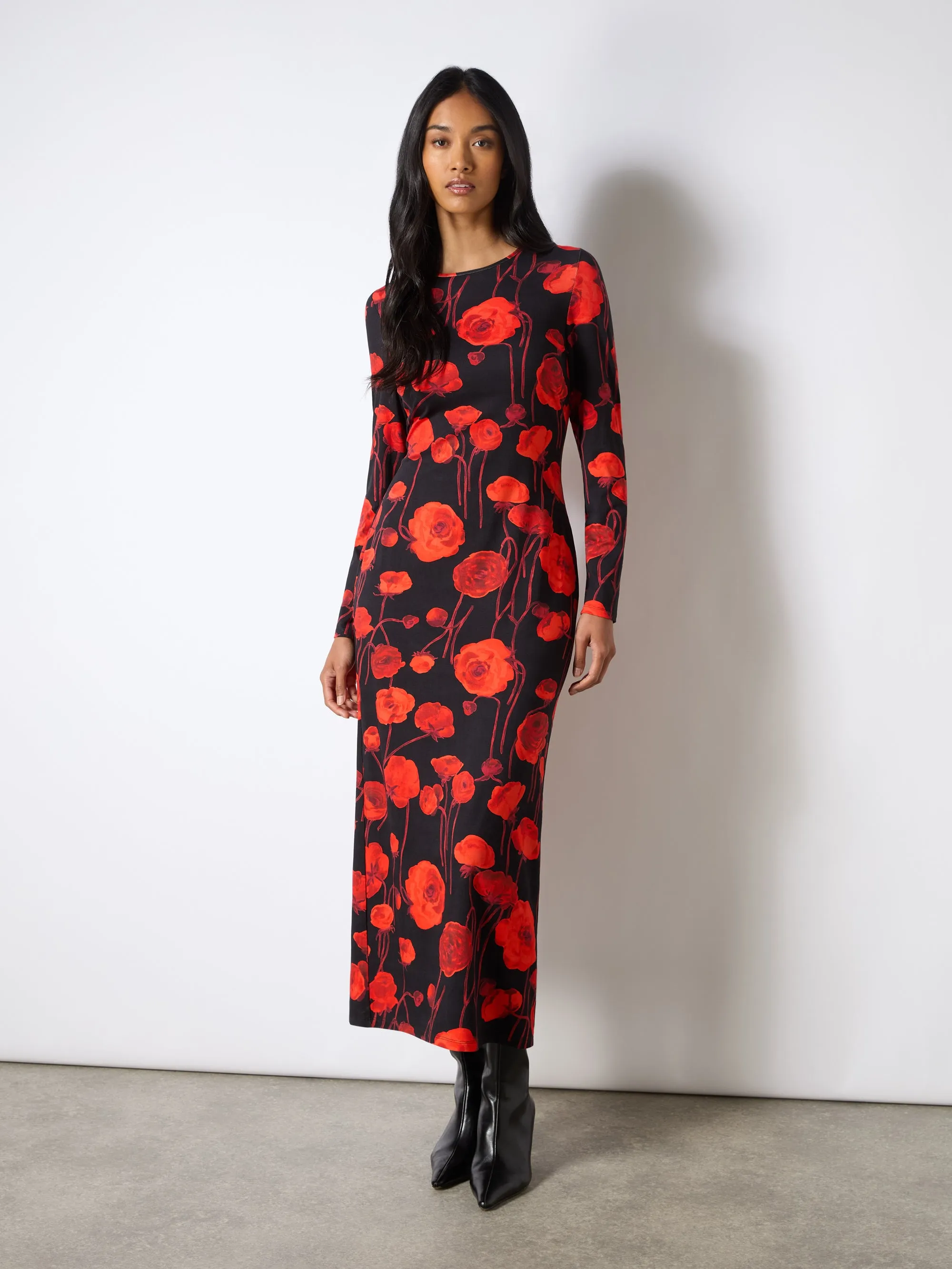 Petite Red Floral Print Jersey Dress