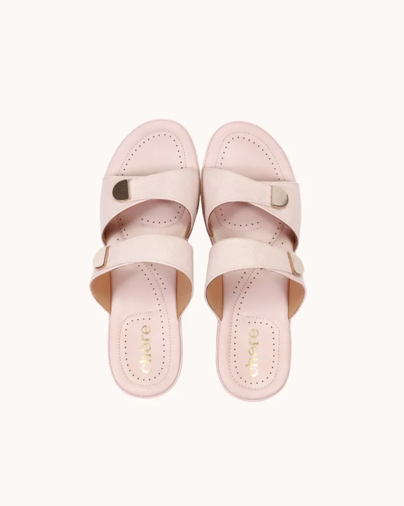 Pink Double Buckled Strap Sandals for Women