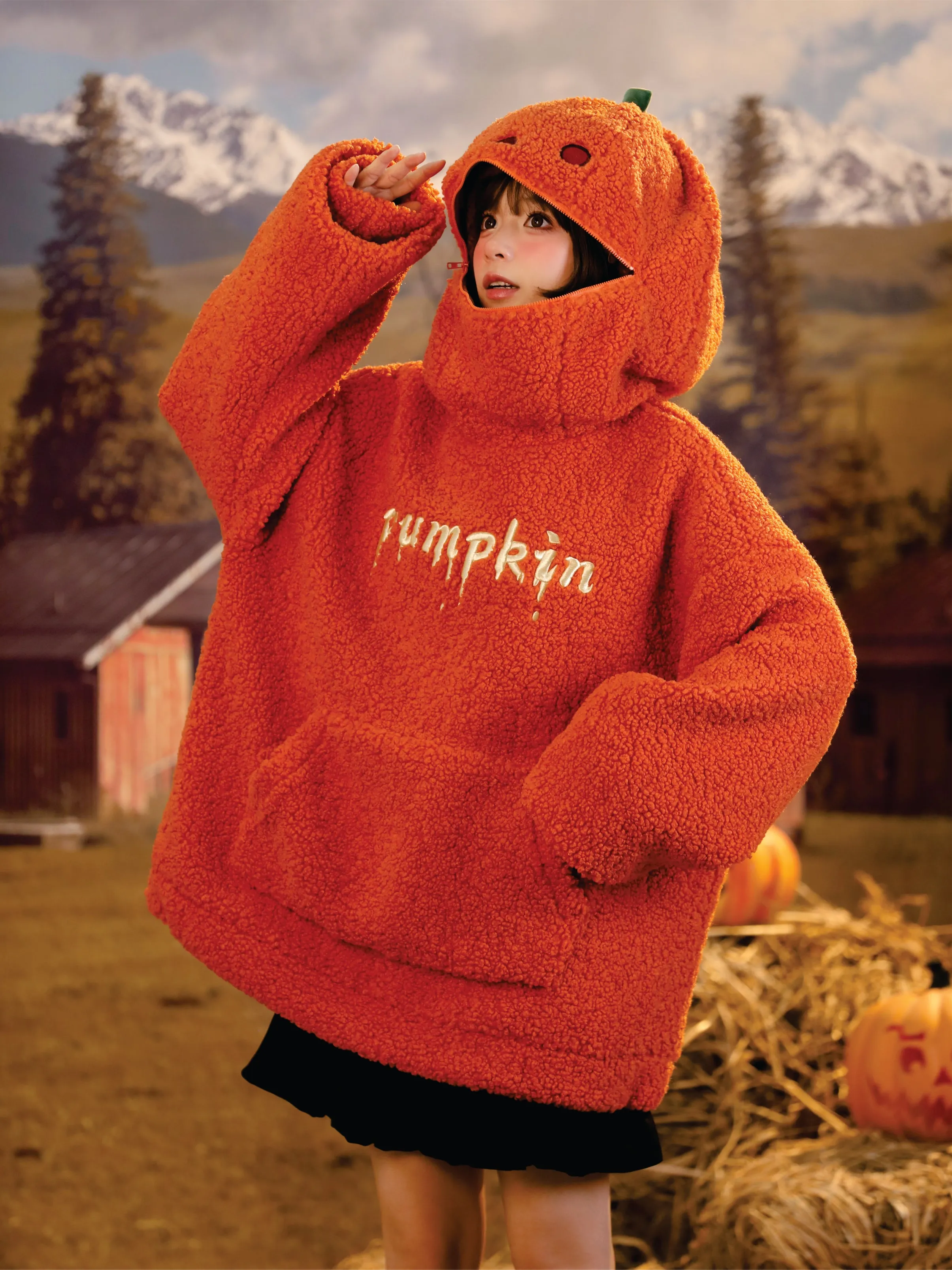 Pumpkin Funny Pullover Fleece Hoodie