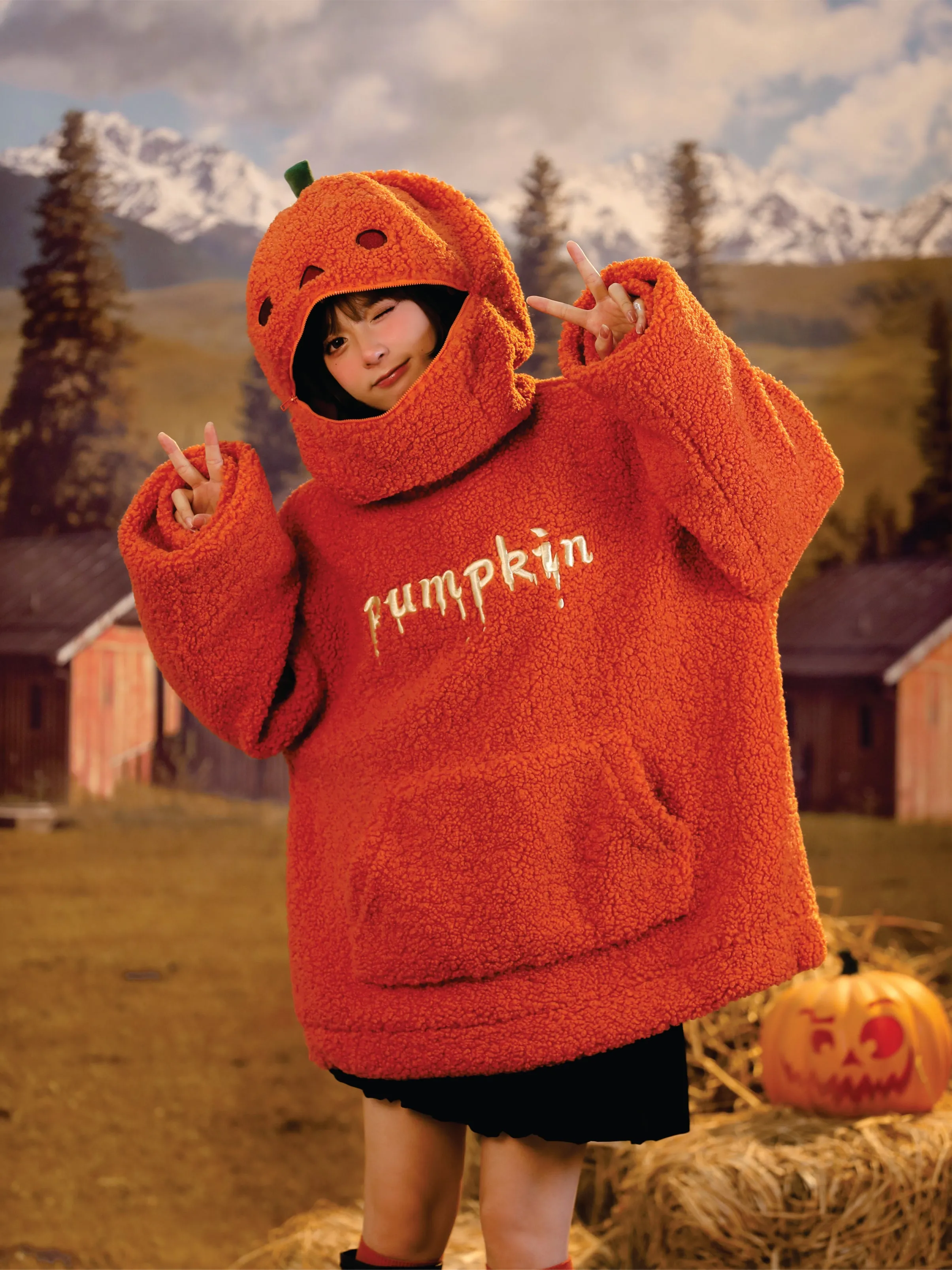 Pumpkin Funny Pullover Fleece Hoodie