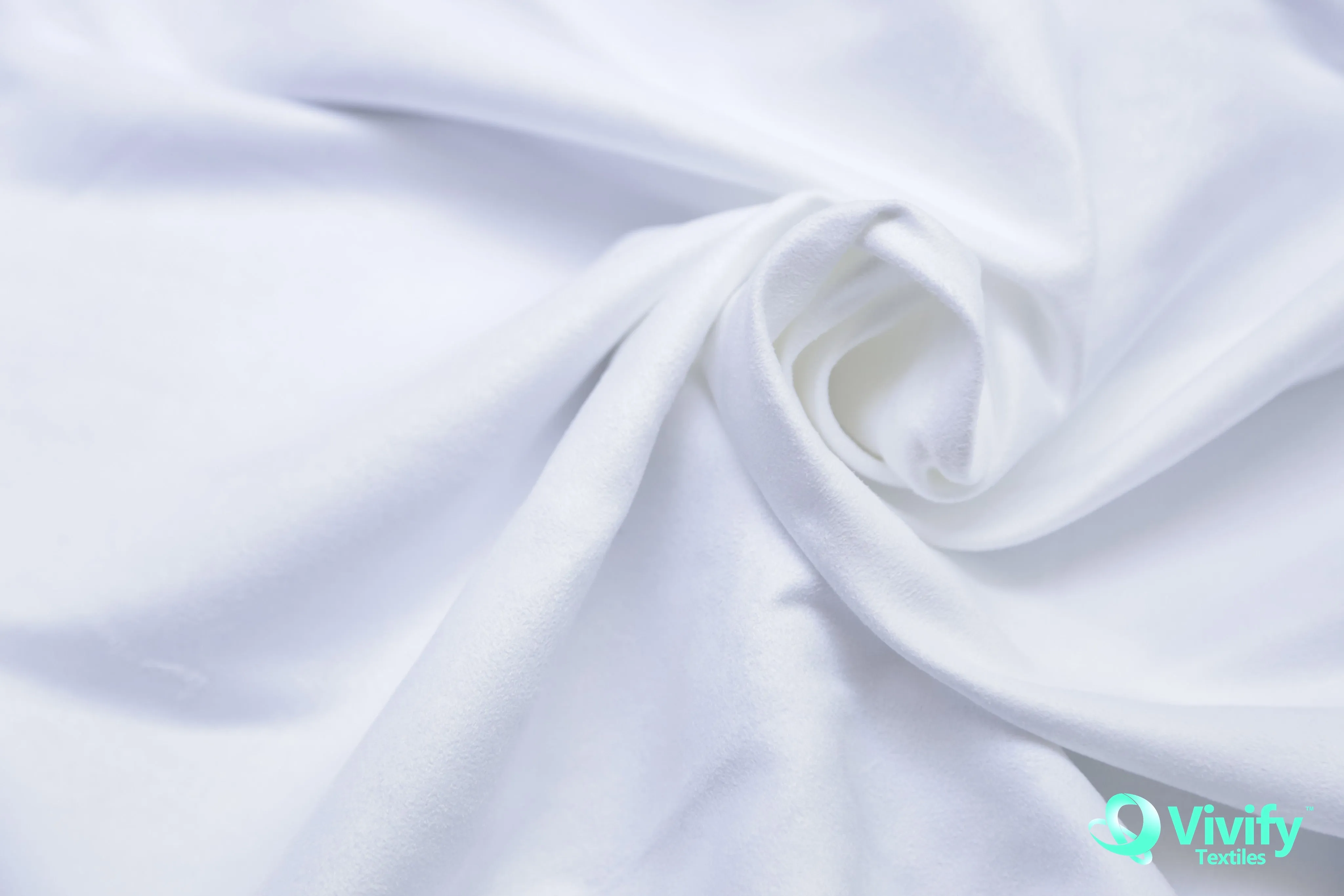 Recycled Polyester Suede Fabric White