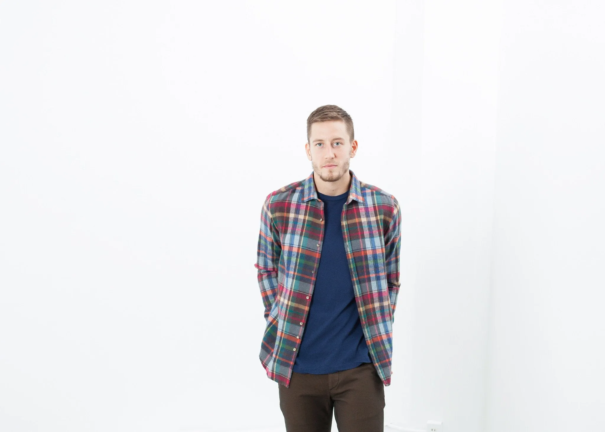 Riccardo Button-Up in Plaid Multi