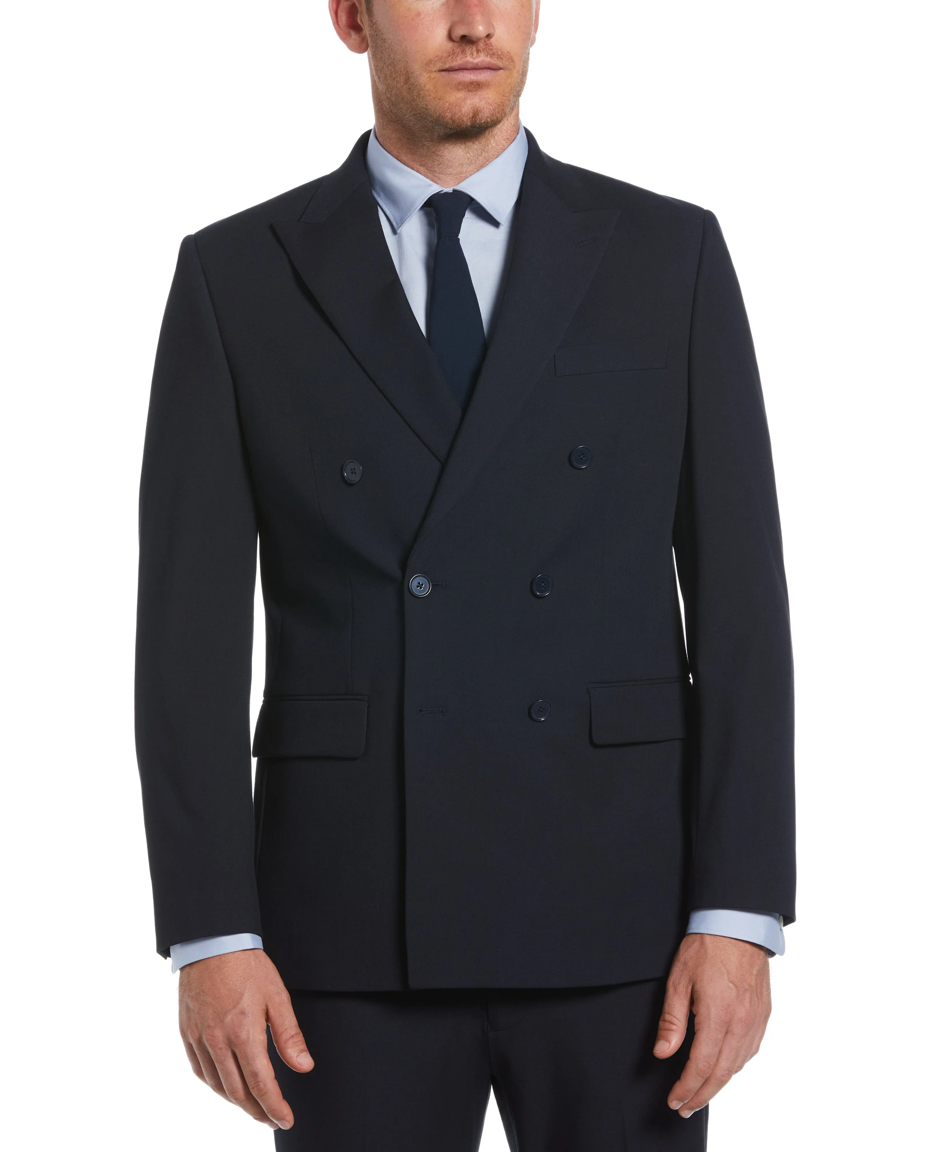 Slim Fit Navy Double Breasted Peak Lapel Suit