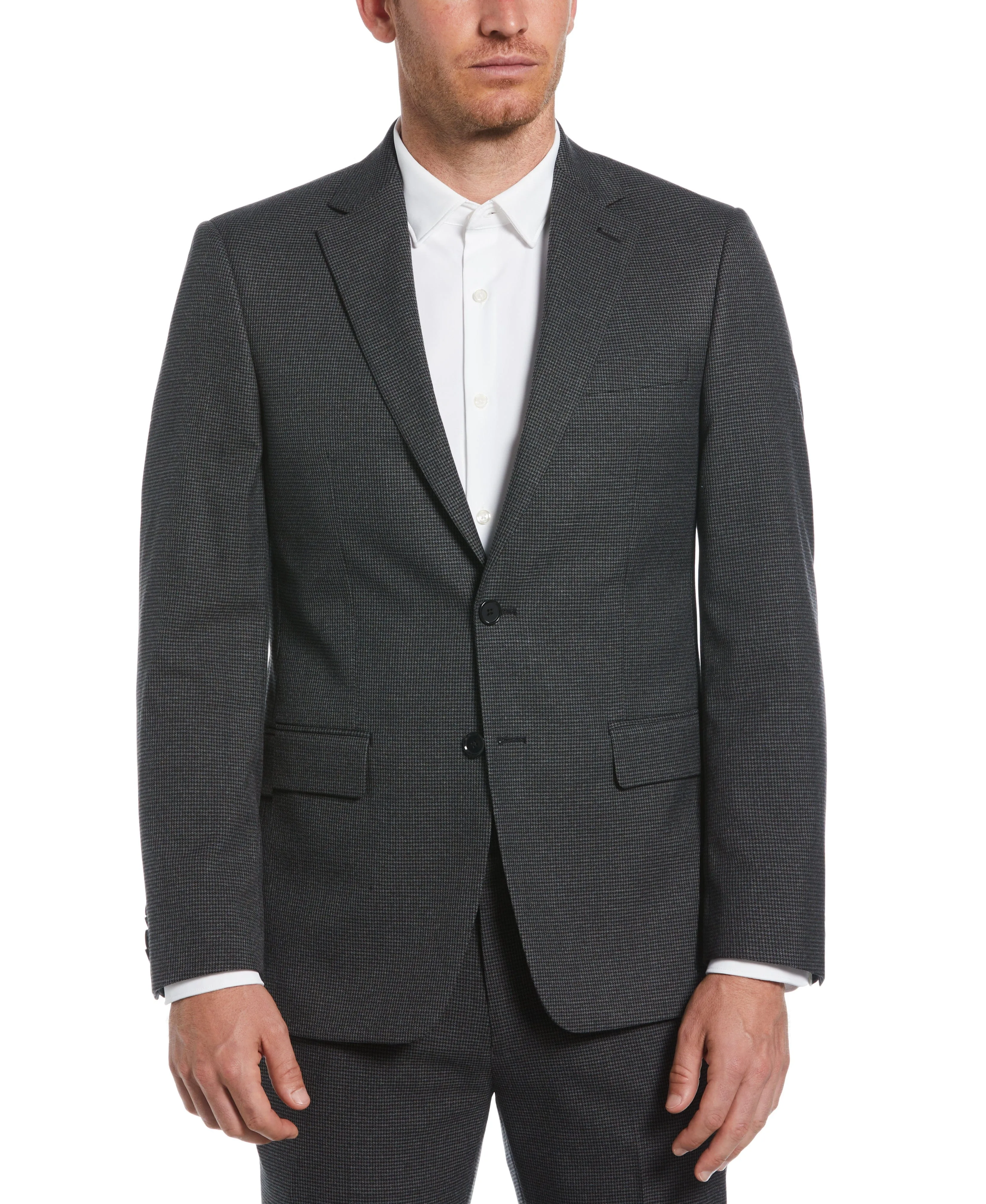 Slim Fit Notch Lapel Houndstooth Suit Jacket