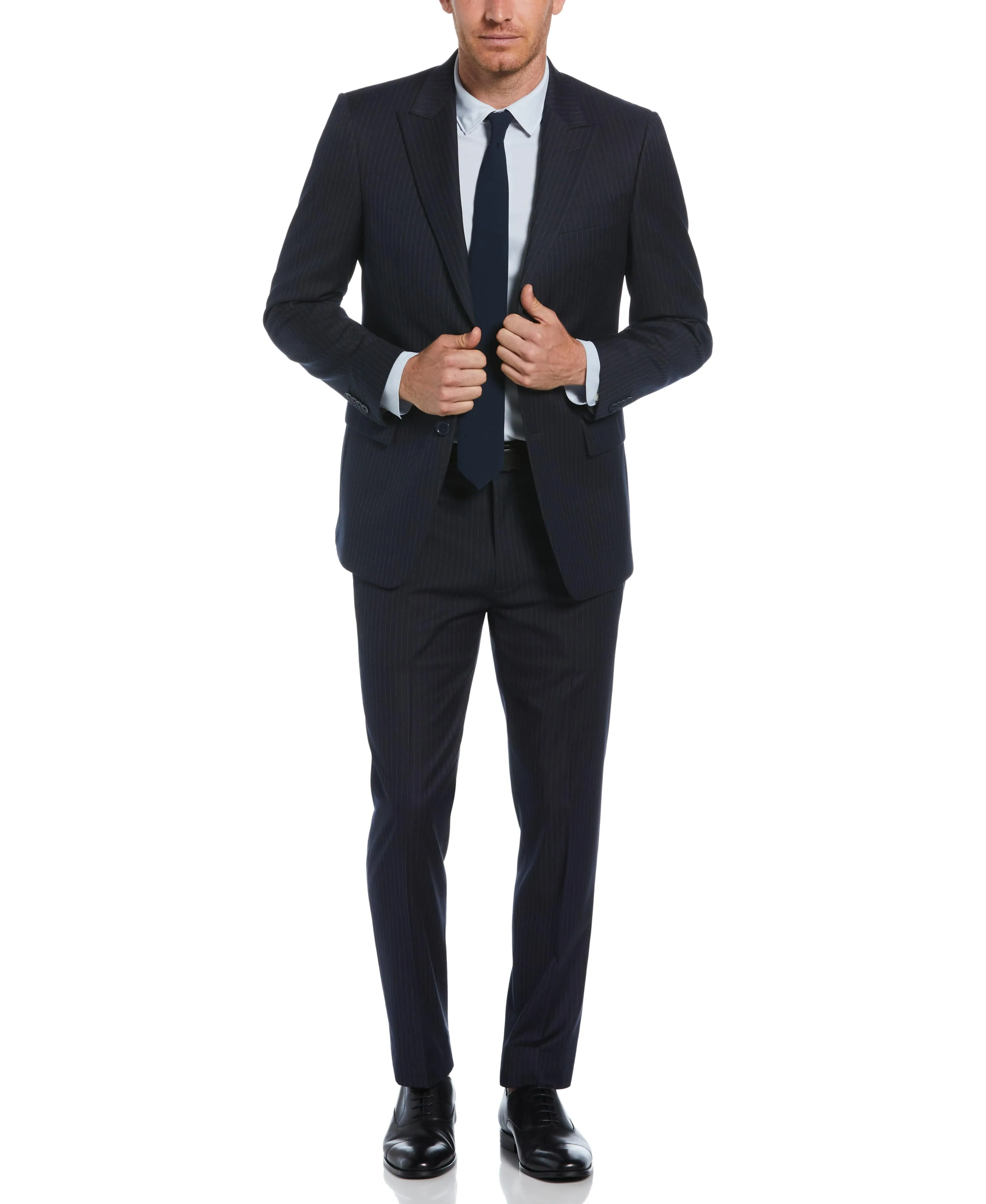 Slim Fit Pinstripe Peak Lapel Suit Jacket