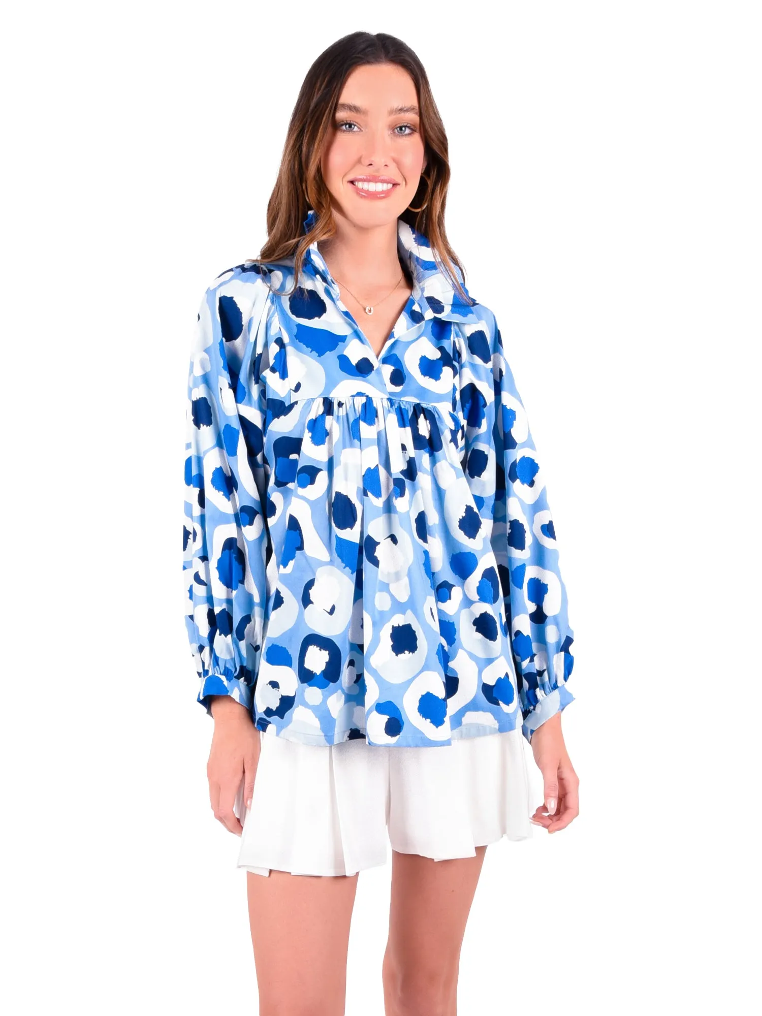 Stella Top - Blue Collegiate Cheetah