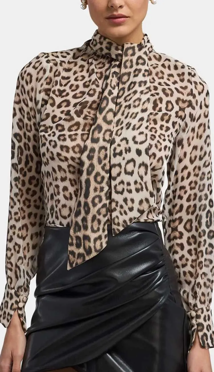 Violetta Leopard Chiffon Blouse