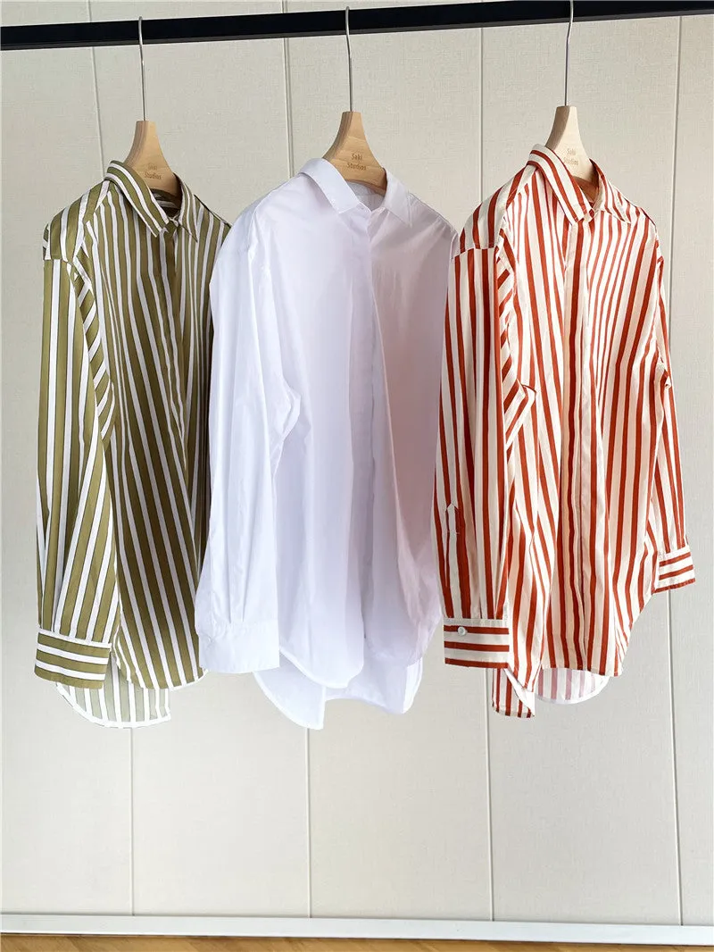 Women 100% cotton oversize button down shirt ( 4 colours )