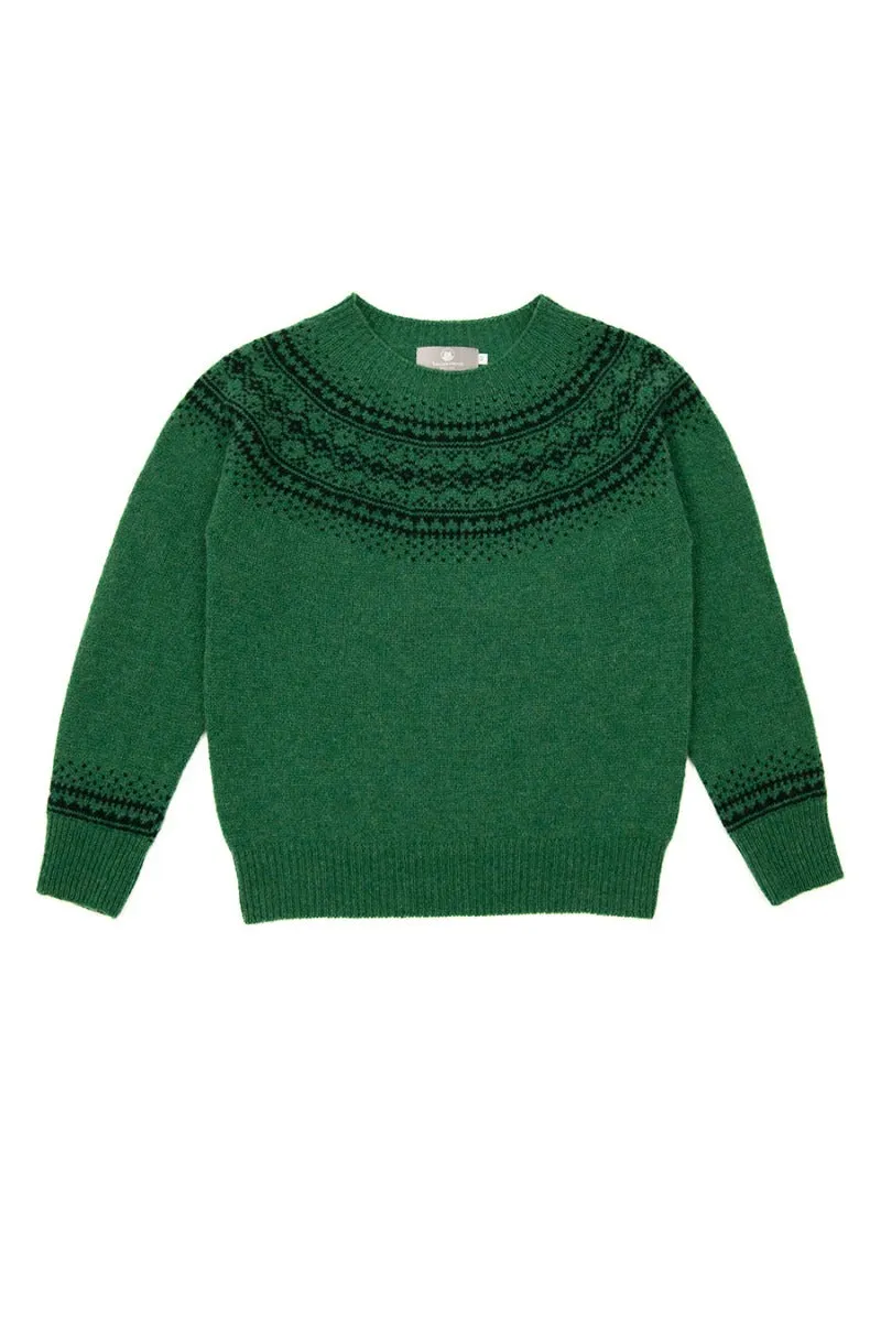 Womens Aviemore Yoke Fair Isle Jumper - Emerald Green