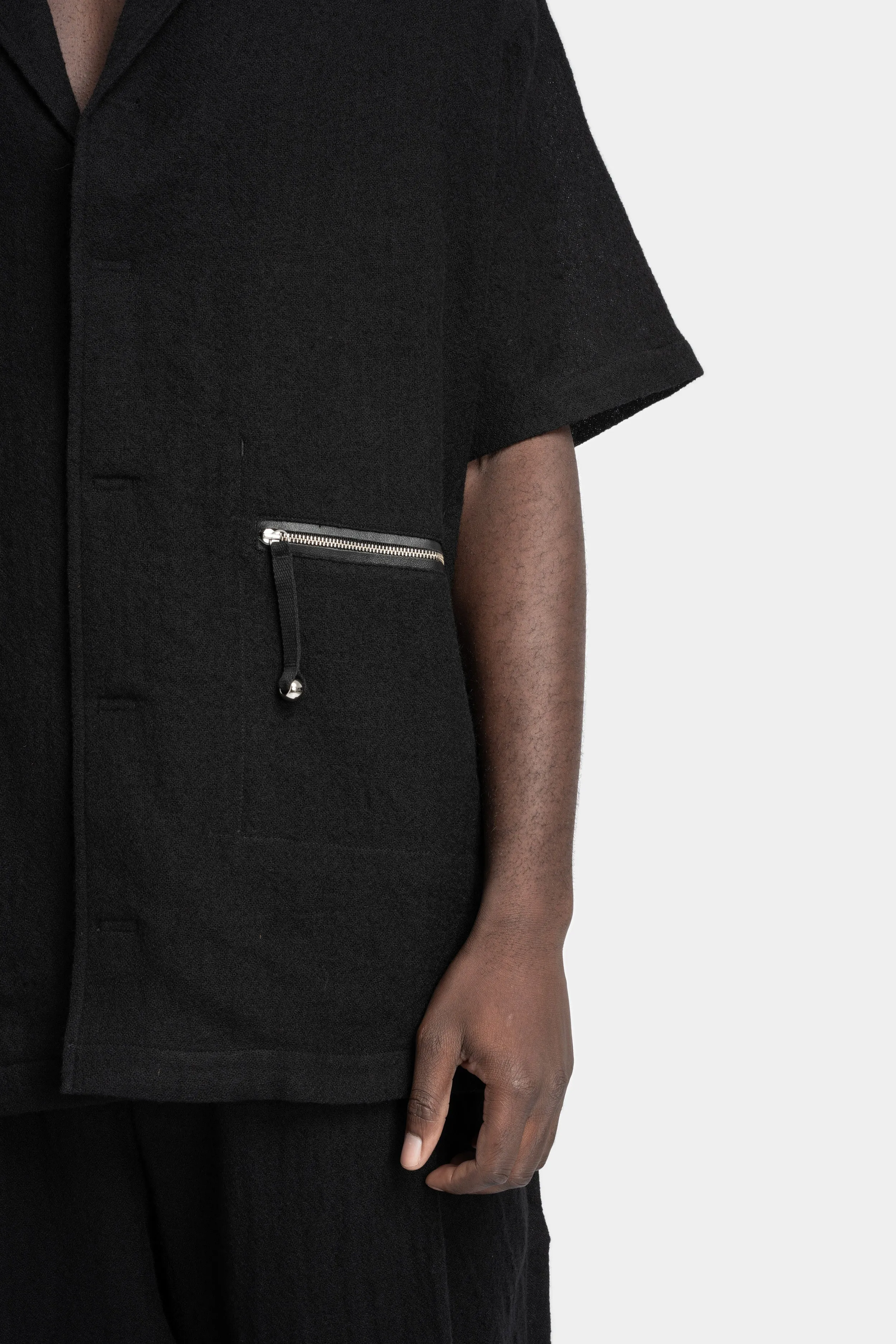 Worsted Japanese wool oversized short sleeve shirt